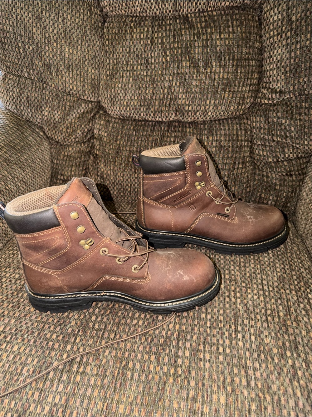 Wolverine Brown Leather Lace-Up Work Boots